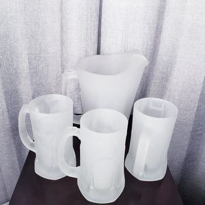 Vintage Tiara frosted beer pitcher set
